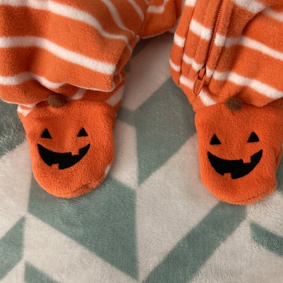 Carters Just one you Orange and Black Onesie Pajamas. Infant 6 month. - Picture 4 of 5